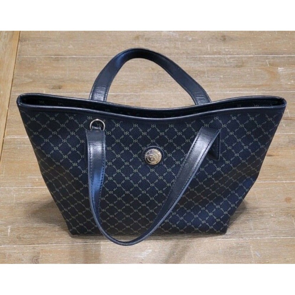 Rioni East West Handle Bag Women's Purse Black With RR Monograms